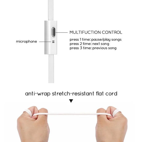 Écouteurs filaires Extra Bass avec microphone et prise jack 3,5 mm, style Noodles, pour Samsung