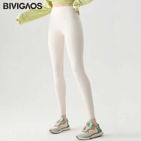 Leggings de sport et de fitness BIVIGAOS Printemps-Été, colorés, sans coutures, effet peau de requin, fins, élastiques et moulants.