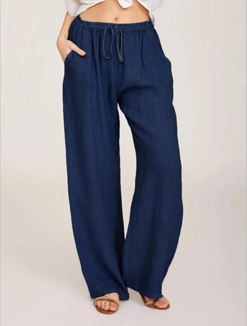 Nouveaux vêtements décontractés d'été et d'automne pour femmes en Europe, en Amérique et en Europe. Pantalons décontractés amples en coton et chanvre.