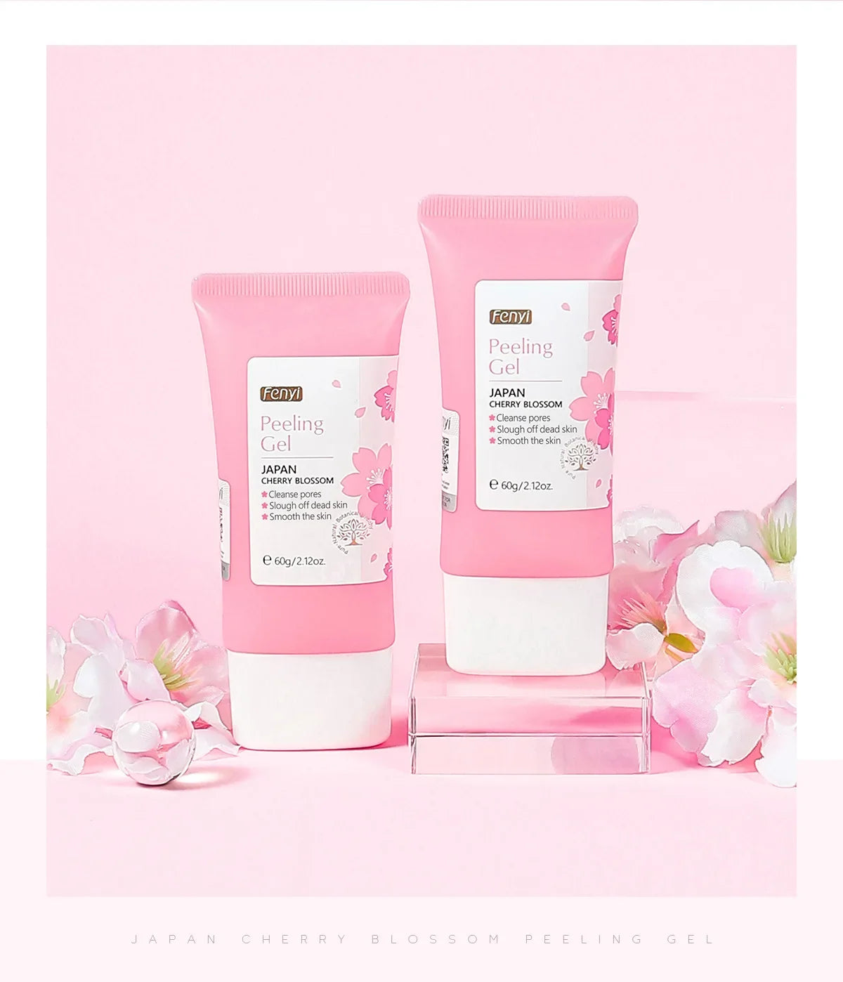 Gel exfoliant nettoyant en profondeur Sakura pour le visage, soin éclaircissant et hydratant, gommage réparateur, 60 g