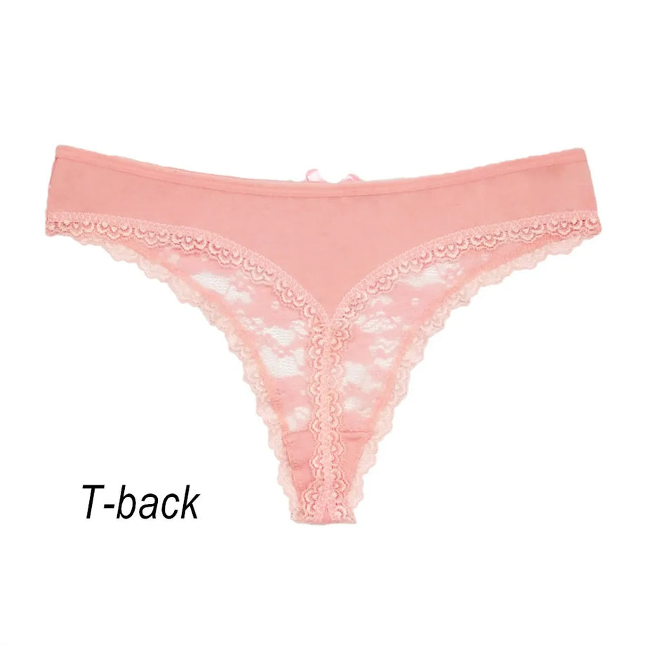 Lot de 3 culottes string sexy en dentelle transparente pour femme, sans coutures, style bikini, taille basse, tailles S à XXL