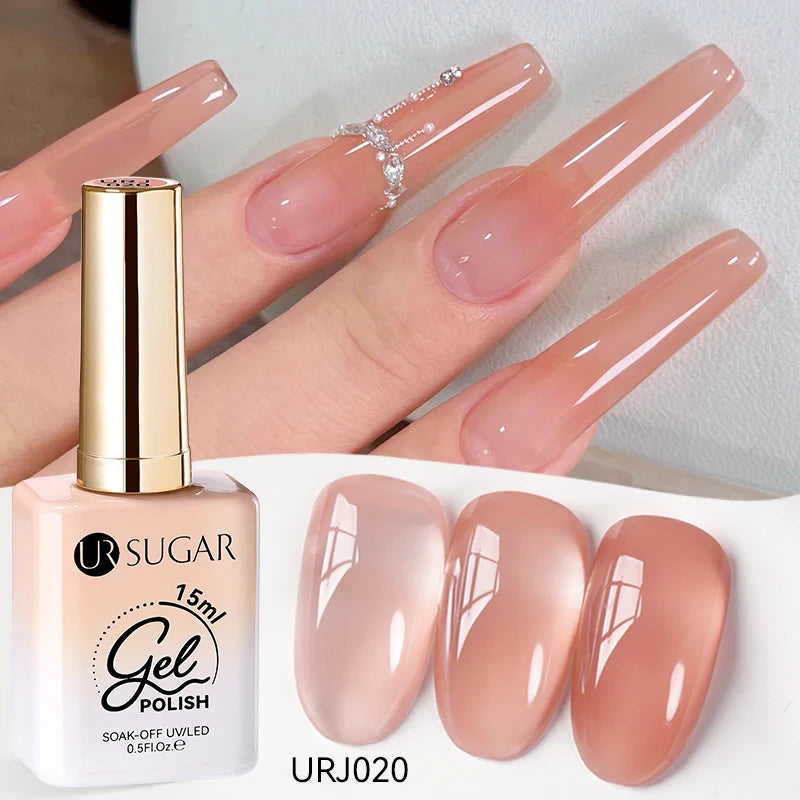 Vernis gel semi-permanent UR SUGAR 15 ml, couleur blanc laiteux translucide, effet gelée, UV, semi-permanent, pour nail art, à dissoudre. Dernière tendance.