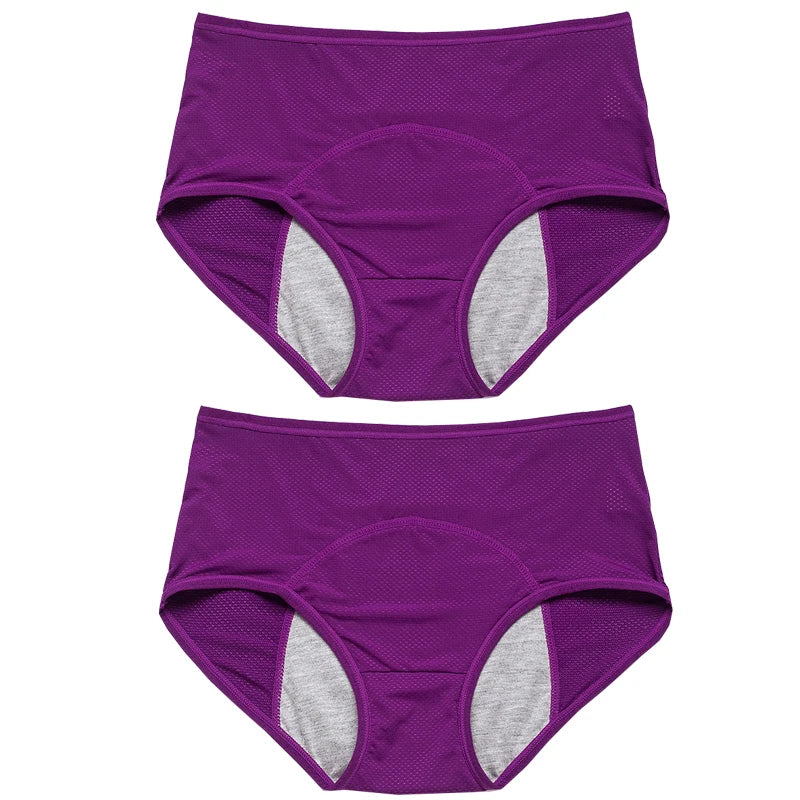 Lot de 2 culottes physiologiques pour femmes, culottes menstruelles anti-fuites, taille mi-haute, en soie glacée.