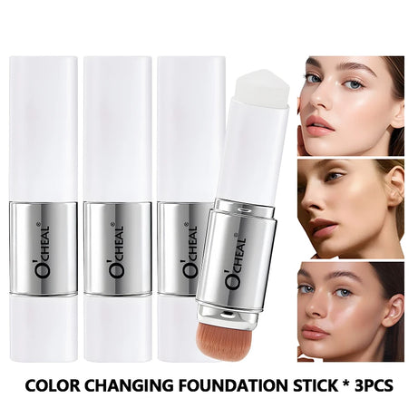 Fond de teint stick thermosensible O'CHEAL, couvrance du visage, imperfections et pores, double embout, fini mat.