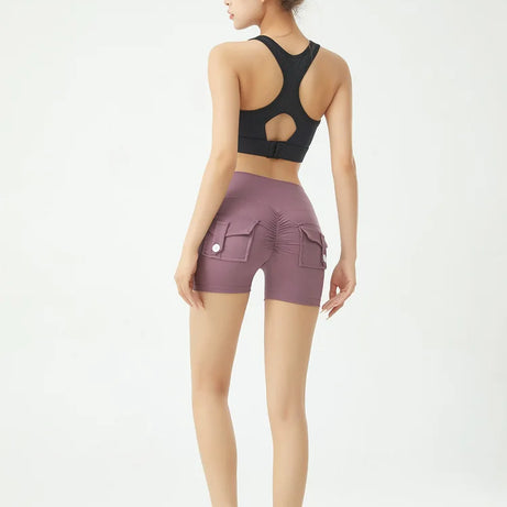 Short de fitness Peach Butt pour femme, pantalon cargo trois-quarts à séchage rapide avec poche, legging de yoga gainant pour l'été