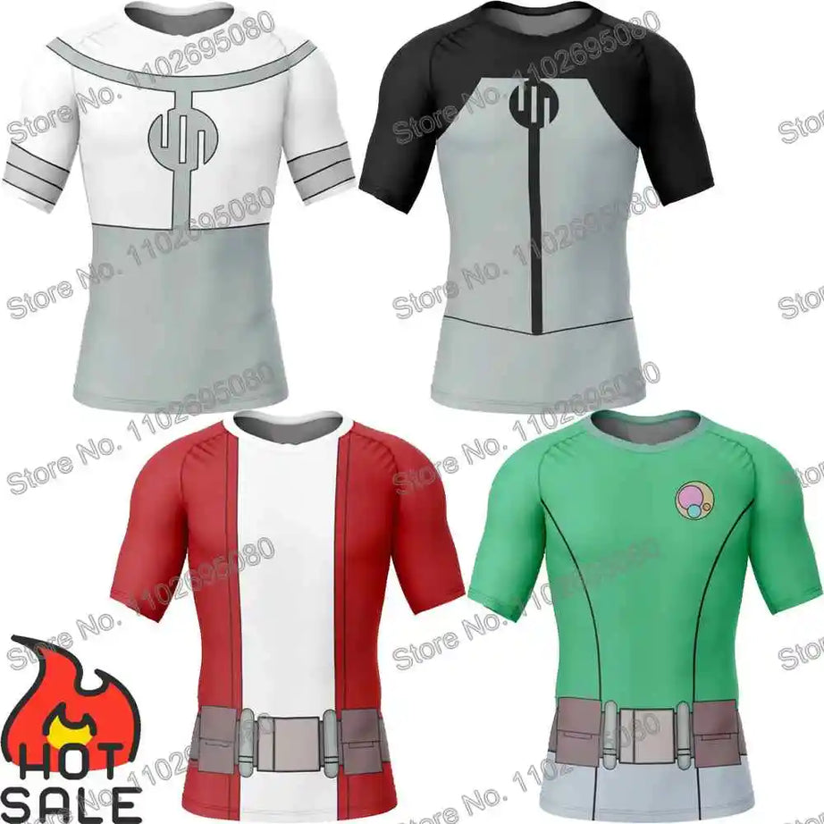 Vêtements de surf Invincible 4 BJJ MMA Rash Guard Homme Manches Courtes T-shirt de plongée Maillot de bain moulant Combinaison de plage d'été Femme GYM