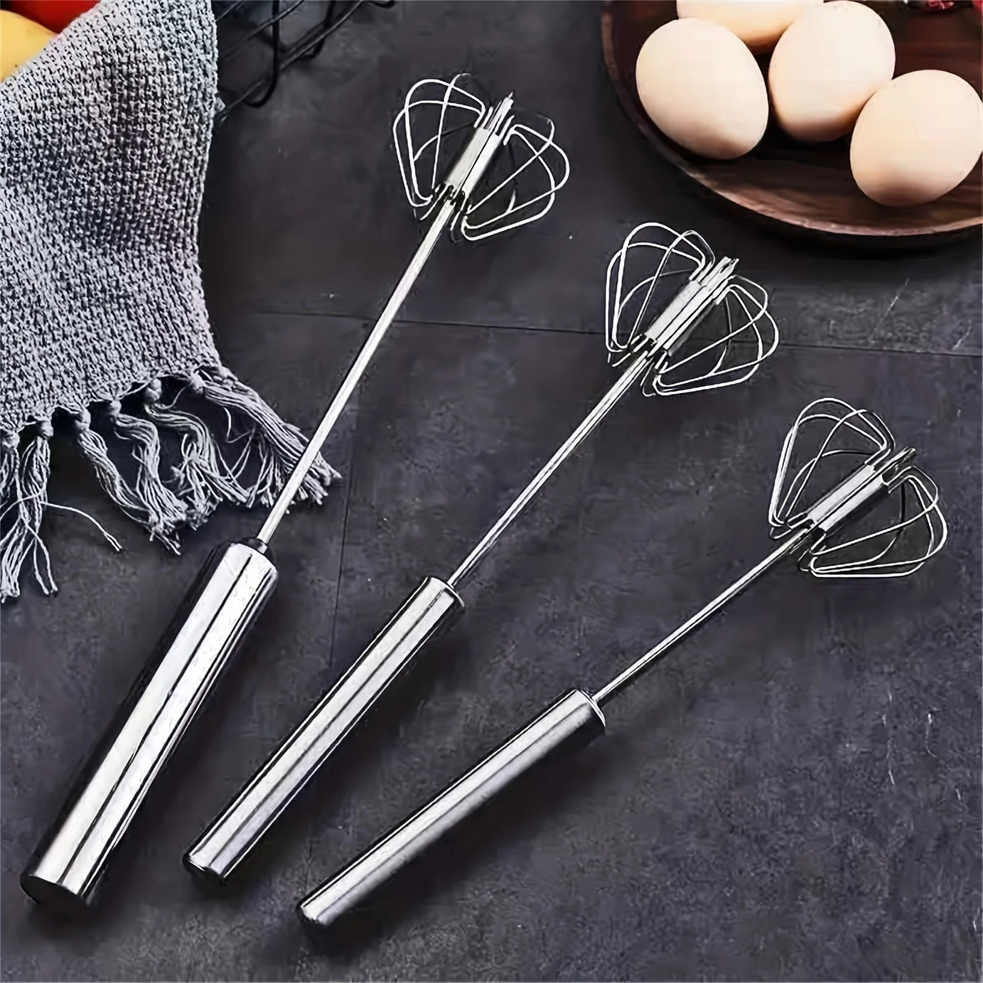 Batteur à œufs en acier inoxydable, mélangeur semi-automatique durable pour mélanger, remuer et battre les œufs sans effort, idéal pour la pâtisserie.