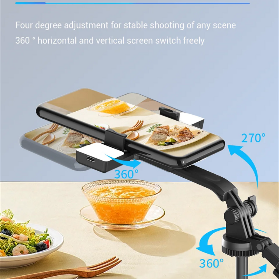 Perche à selfie sans fil FANGTUOSI 1750 mm, trépied, monopode pliable avec lumière LED pour smartphones, prise de vue stable et équilibrée en direct