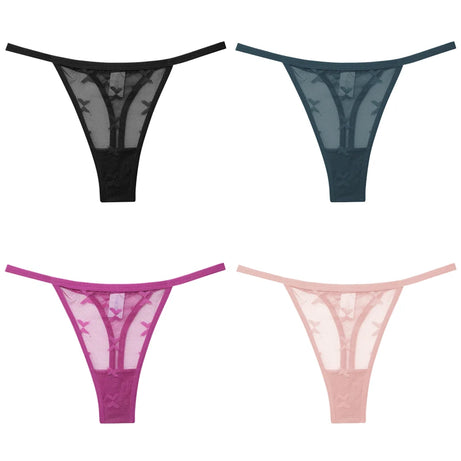 Lot de 4 culottes bikini en dentelle pour femme, strings sexy, tailles S à XL, sous-vêtements confortables dos nageur, lingerie sexy 2022