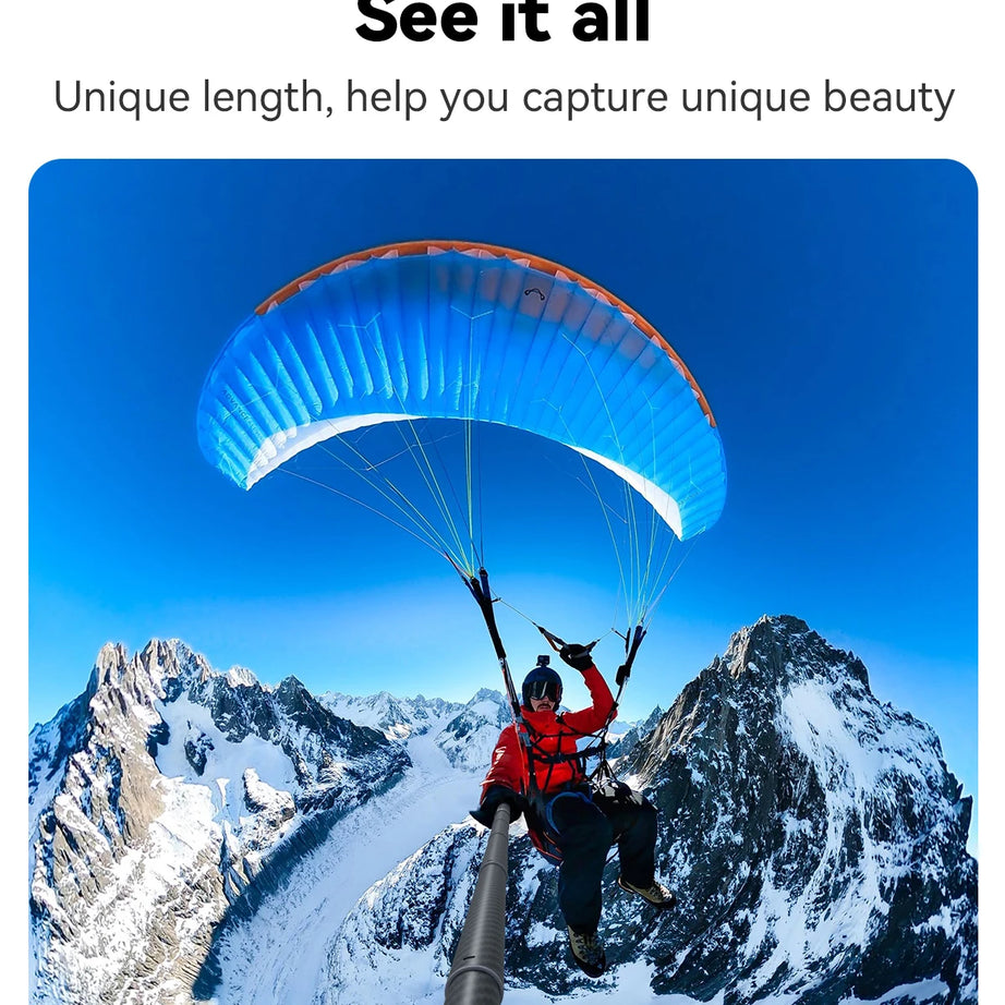 Perche à selfie monopode extensible TELESIN en fibre de carbone de 1,2 m x 3 m, avec vis 1/4", compatible avec les caméras d'action GoPro, Insta360, Osmo Action et DJI.