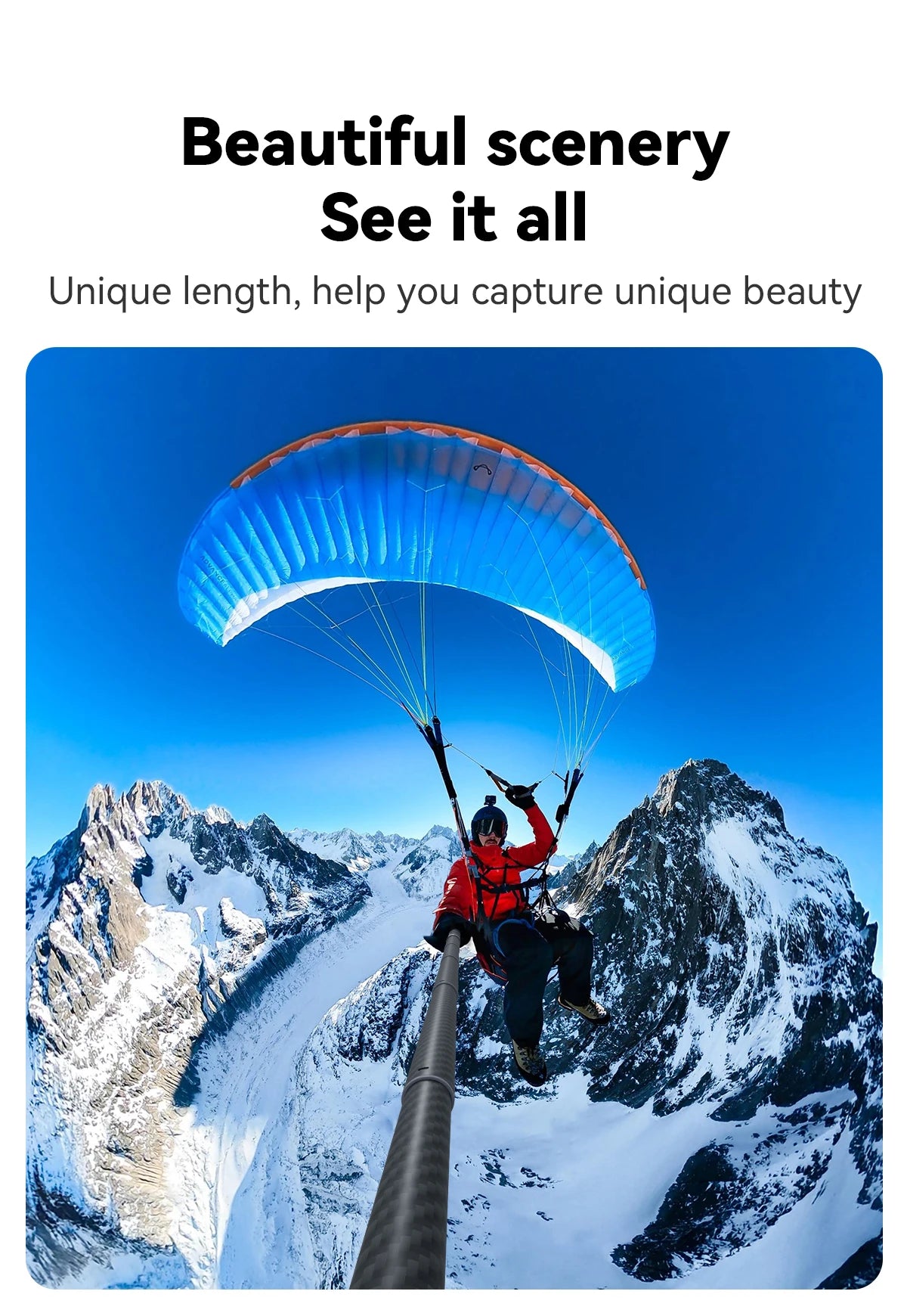 Perche à selfie monopode extensible TELESIN en fibre de carbone de 1,2 m x 3 m, avec vis 1/4", compatible avec les caméras d'action GoPro, Insta360, Osmo Action et DJI.