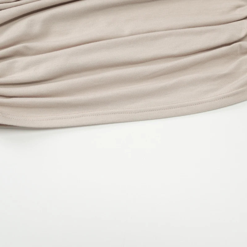 Robe mini Dulzura à épaules dénudées et manches longues, ornée de patchwork froncé, pour femme, tenue sexy, élégante et décontractée idéale pour les soirées et les clubs, printemps-été.