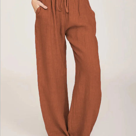 Nouveaux vêtements décontractés d'été et d'automne pour femmes en Europe, en Amérique et en Europe. Pantalons décontractés amples en coton et chanvre.