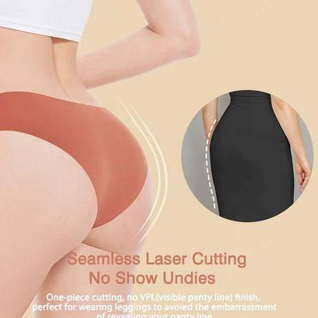 Ensemble de 3 culottes sans coutures pour femme, respirantes, taille basse, sexy, en soie unie, invisibles.