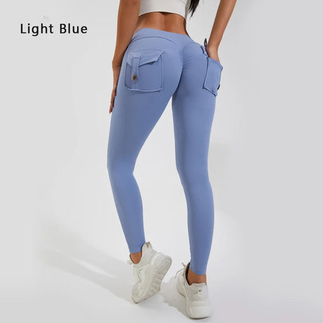 Pantalon de yoga en nylon DIAS FIT JOY, avec poches arrière, effet push-up, respirant et sans coutures apparentes.