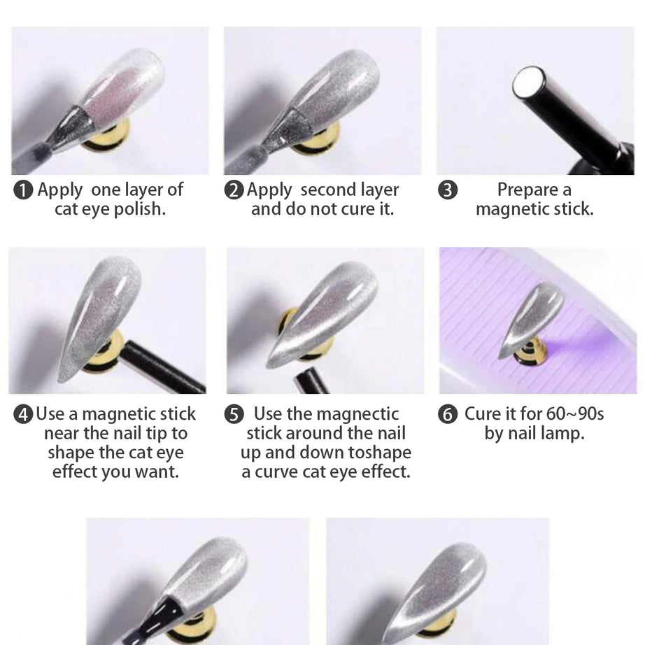 Vernis à ongles gel blanc effet œil de chat TC Flow Light (1 à 9 pièces) - Ultra brillant, semi-permanent, UV, effet miroir, aimant pour ongles