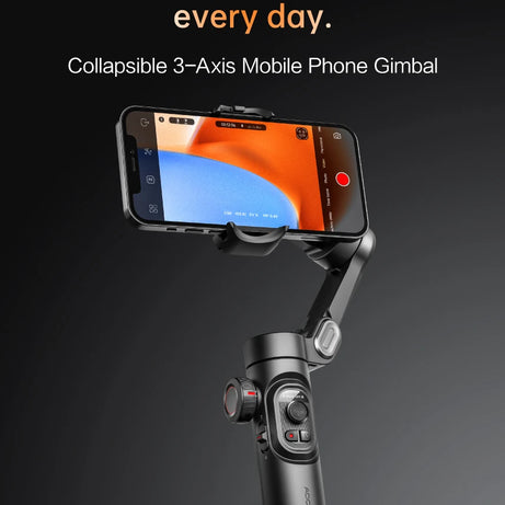 Stabilisateur à cardan 3 axes pour smartphone, pliable, portable, pour l'enregistrement vidéo, les vlogs et les appareils Android. Stabilisateur anti-tremblement PTZ pour iPhone et Android.