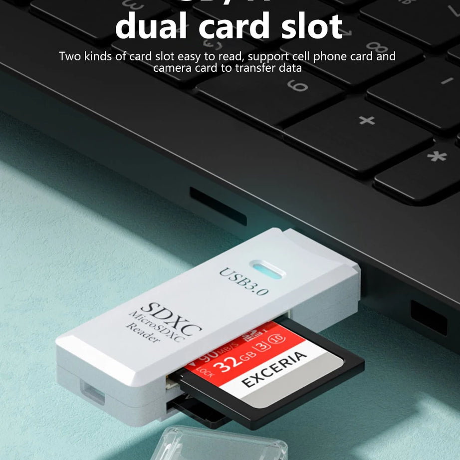 Lecteur de cartes USB 3.0 2 en 1, lecteur de cartes micro TF/SD, adaptateur USB, lecteur de cartes haute vitesse pour cartes mémoire TF, accessoires pour PC et ordinateur portable