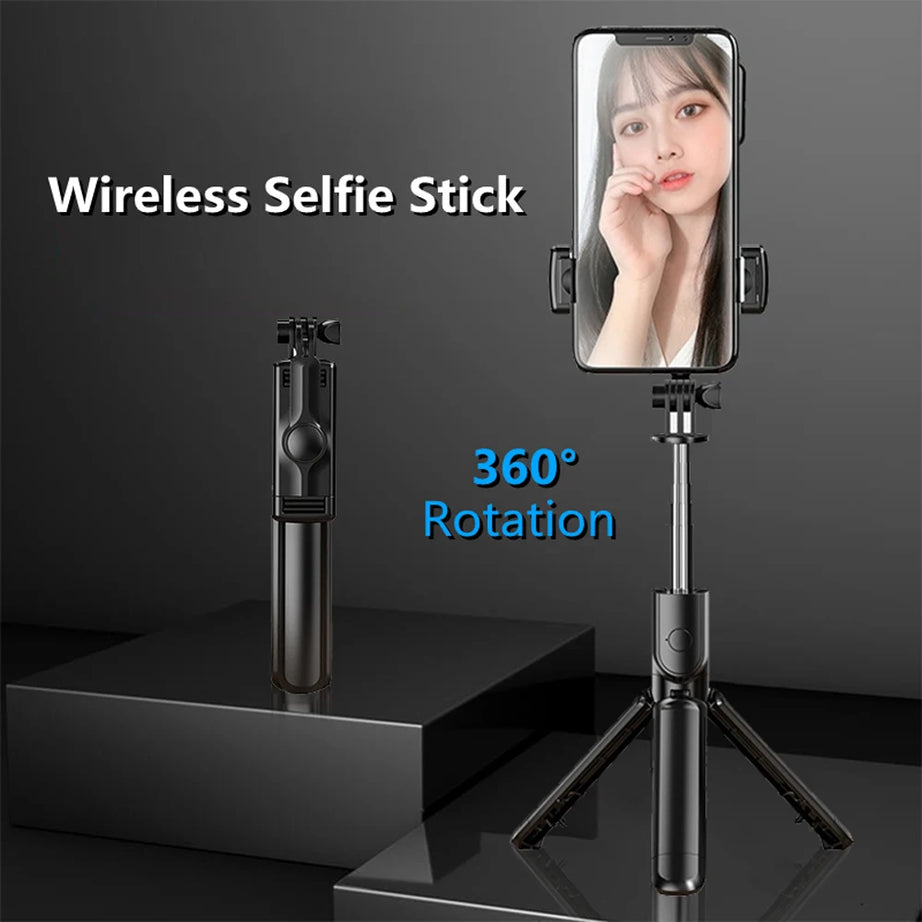 Perche à selfie sans fil Bluetooth avec trépied pliable et portable, éclairage d'appoint et télécommande pour smartphones Android et iPhone.