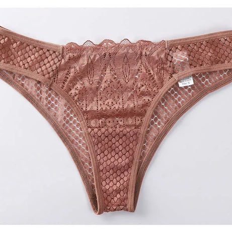 TERMEZY Culotte en dentelle sexy pour femme, taille basse, sous-vêtement transparent, string uni, lingerie douce et séduisante