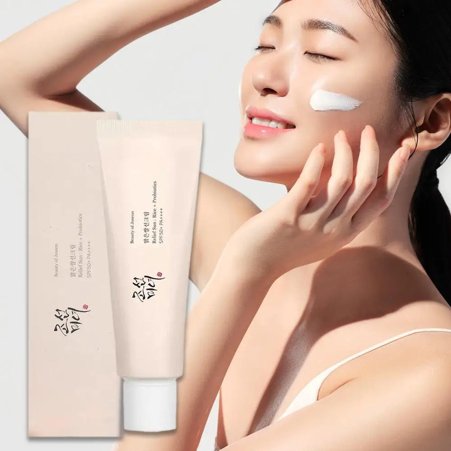 Coffret de soins coréens au riz Joseon et probiotiques : huile essentielle, protection solaire, lotion tonique rafraîchissante, crème hydratante pour le visage et les yeux.