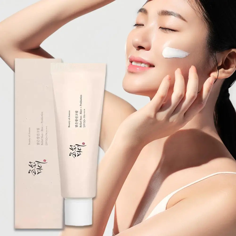 Coffret de soins coréens au riz Joseon et probiotiques : huile essentielle, protection solaire, lotion tonique rafraîchissante, crème hydratante pour le visage et les yeux.