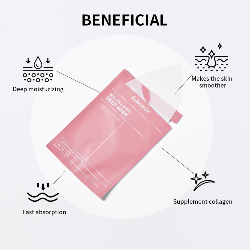 Masque Bio-Collagen Real Deep, supplément de collagène, masque hydrogel hydratant de nuit, améliore l'élasticité, minimise les pores et raffermit