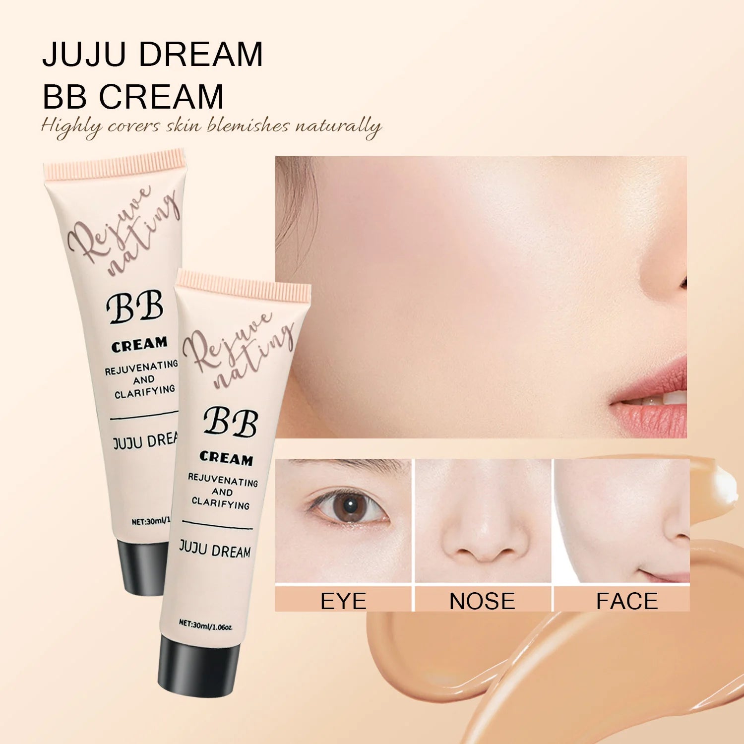 Crème BB, crème isolante, fond de teint liquide, hydratant, régulateur de sébum, maquillage longue tenue, lait, peau sèche, sans poudre