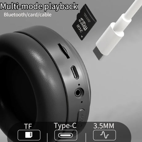 Casque stéréo Hi-Fi circum-aural M5 sans fil Bluetooth 5.3, idéal pour le sport et les jeux vidéo. Compatible avec carte TF/AUX et réduction du bruit.