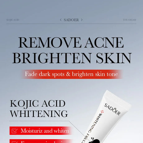 Crème contour des yeux SADOER à l'acide kojique et au rétinol : anti-cernes, atténue les poches, hydrate et raffermit le contour des yeux. Soin du regard.
