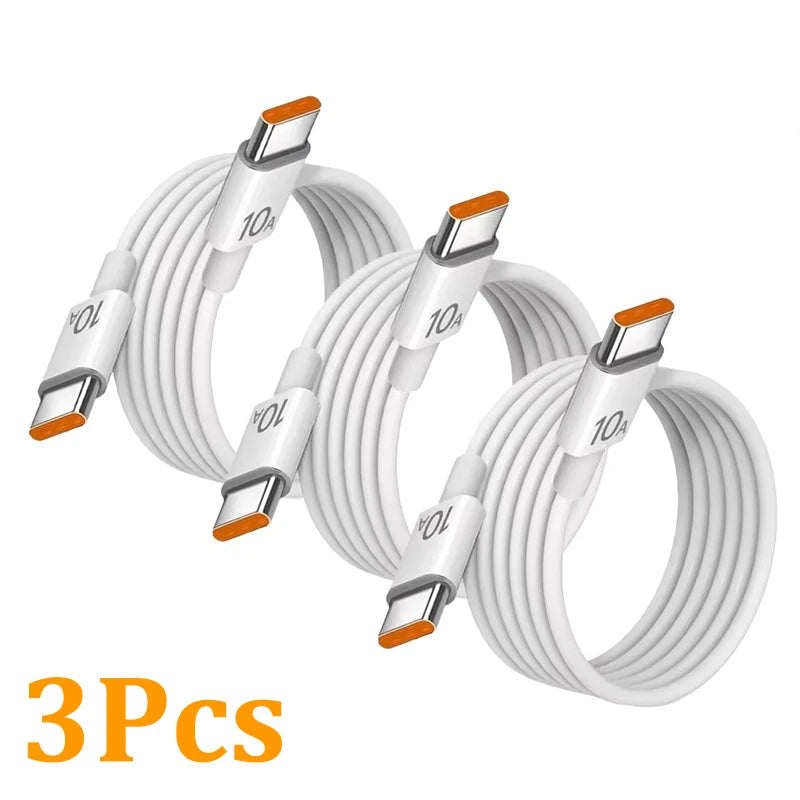 1/3 piezas Cable de 10 A 120 W Carga súper rápida Cable Tipo C a Tipo C Transferencia de datos de alta velocidad para iPhone Samsung Xiaomi Cable cargador