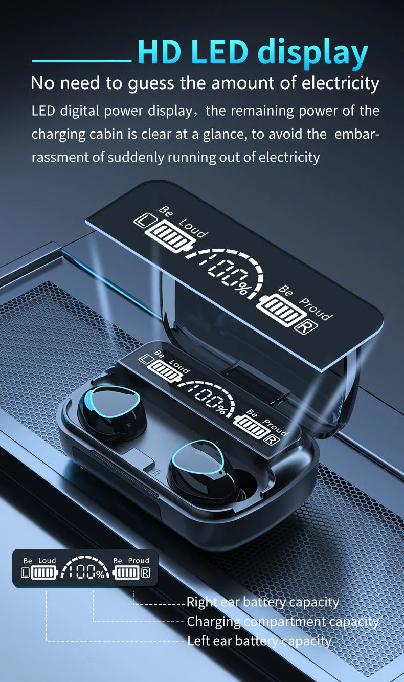 Nouveauté : Écouteurs sans fil M10, son parfait et haute qualité, idéaux pour le sport, les jeux et la musique. Écouteurs Bluetooth avec batterie externe.