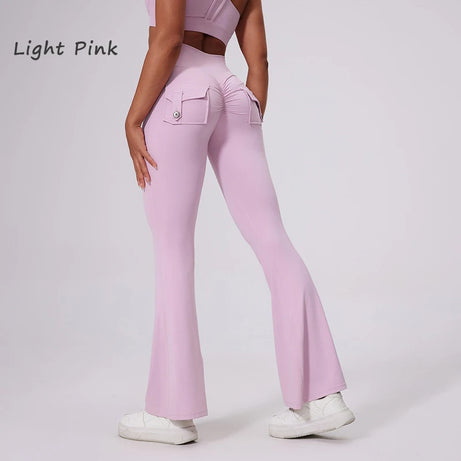 Pantalon de yoga taille haute à poches pour femme DIAS FIT JOY, effet push-up, séchage rapide, idéal pour la course, le sport et la salle de gym.