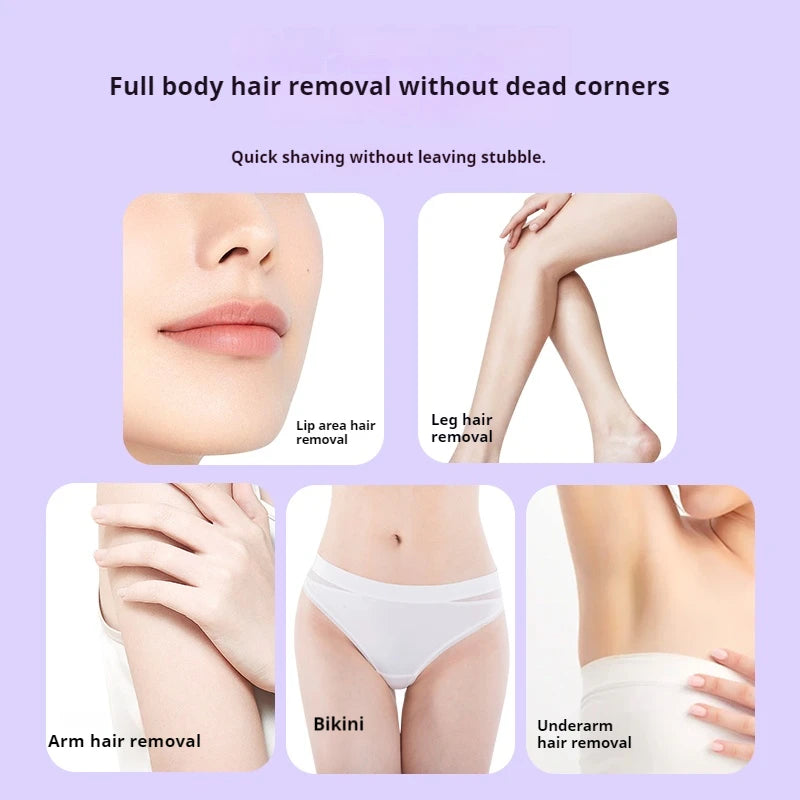 Rasoir électrique 2 en 1 pour femmes, épilation indolore, tondeuse corporelle rechargeable, épilateur pour aisselles et moustache
