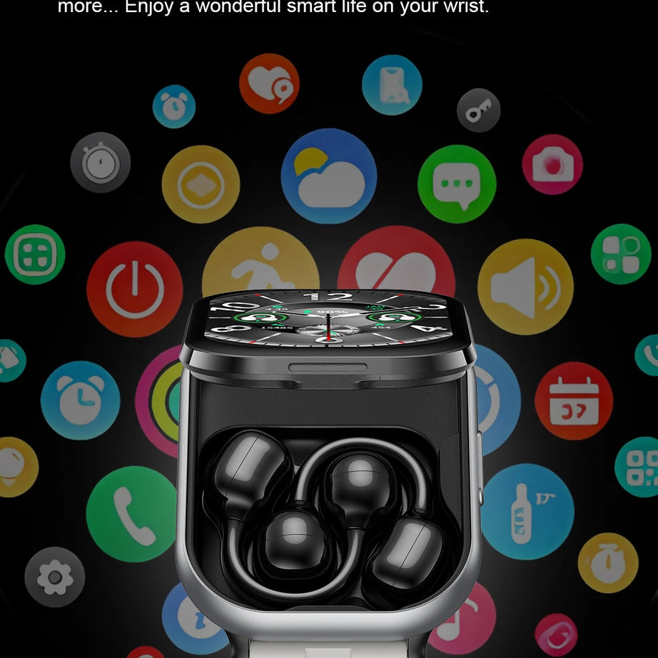 LIGE New Open-back Cip-on Headphones Smart Watch For Men Women 2.01” HD Screen Massive Watch Faces Bluetooth Call Smartwatches