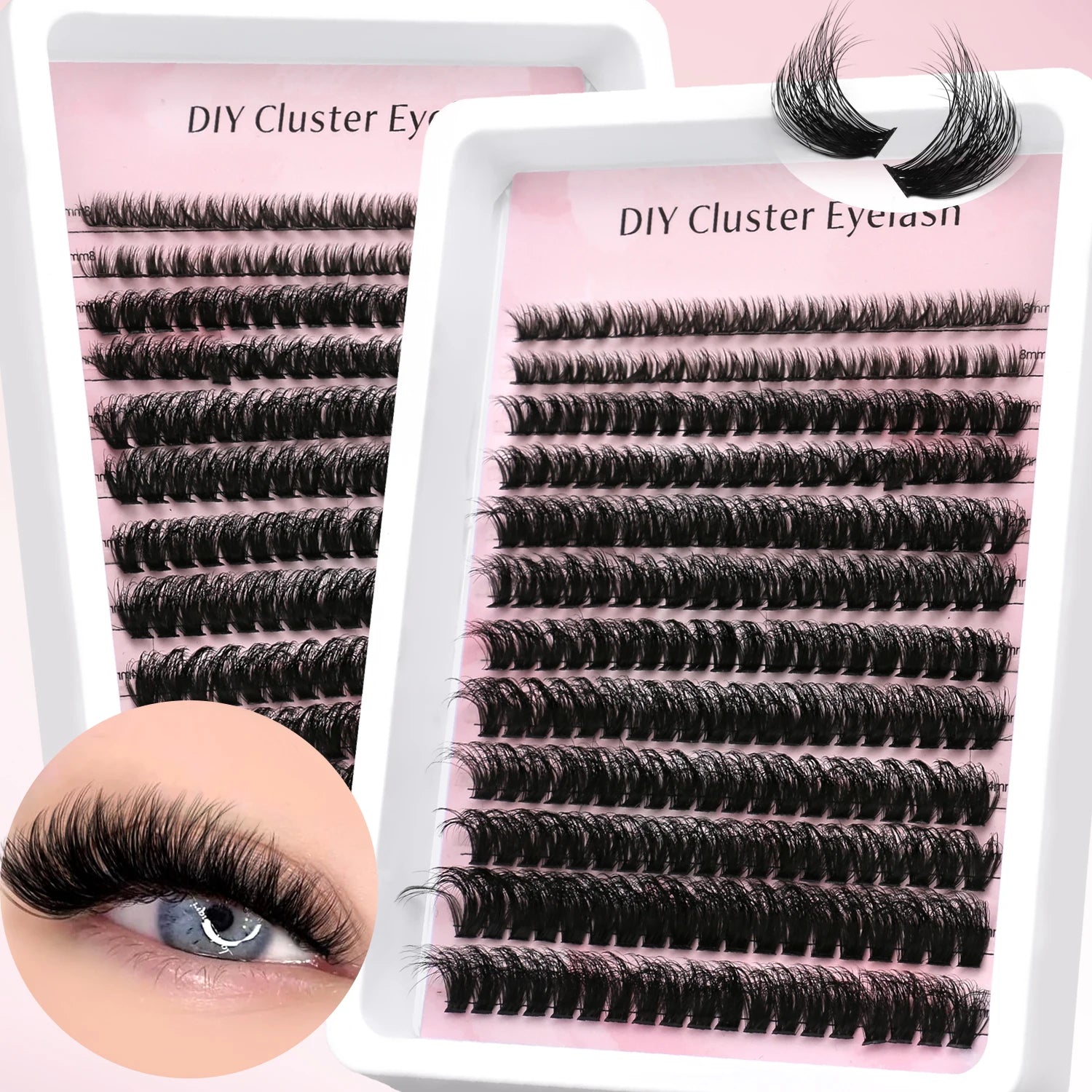 GROINNEYA Faux cils en vison, extensions de cils volumineuses, duveteuses et fines, maquillage pour les cils