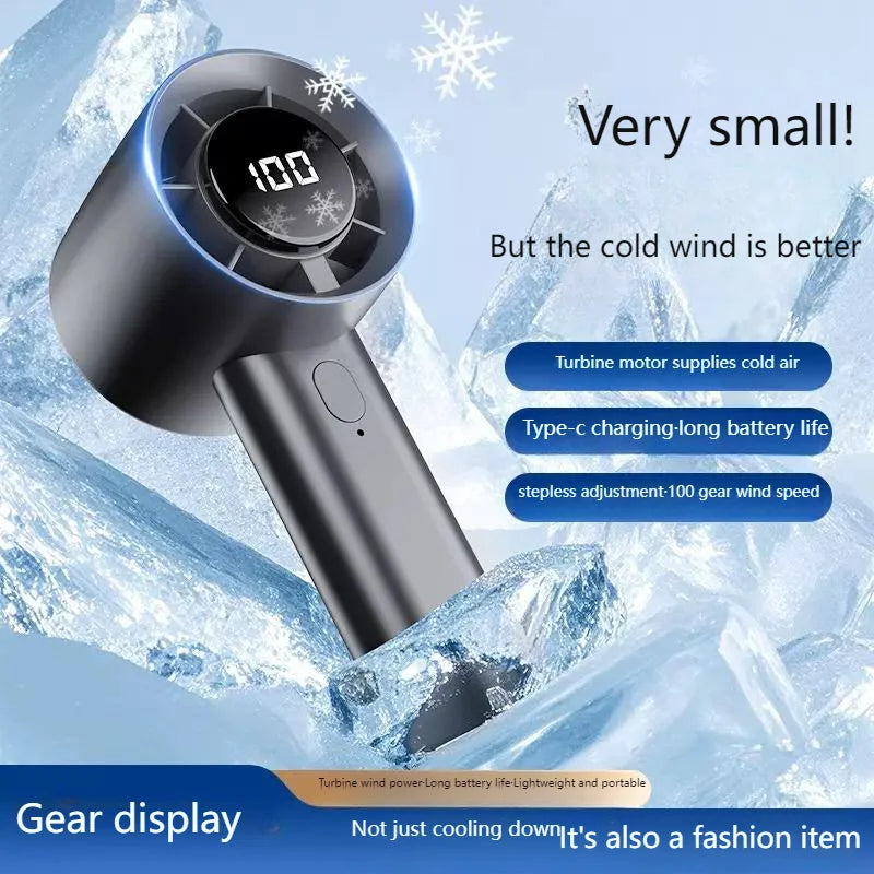 Mini ventilateur portable avec affichage LED, refroidissement par semi-conducteurs, 100 vitesses, batterie rechargeable USB, ventilateur d'extérieur