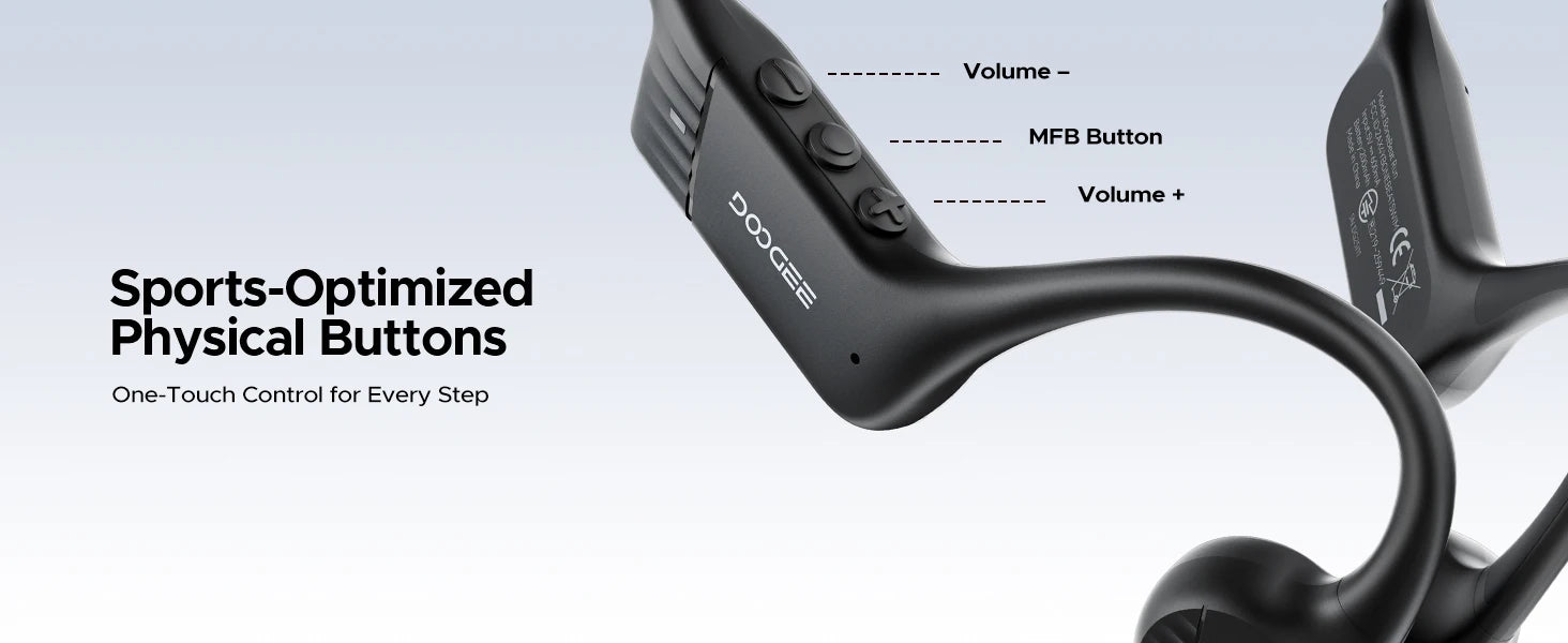 Écouteurs intra-auriculaires à conduction osseuse DOOGEE BoneBeat Run, sans fil, Bluetooth 5.4, étanches, pour la musique et les appels sportifs en extérieur