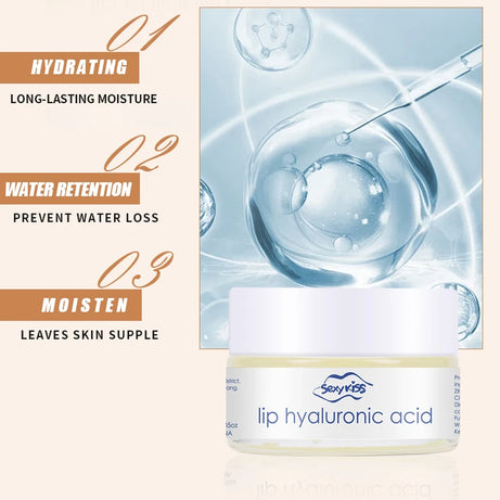 Masque de nuit pour les lèvres à l'acide hyaluronique et au collagène (20 g) : hydratation intense et longue durée, exfoliation, jour et nuit. Idéal comme cadeau.