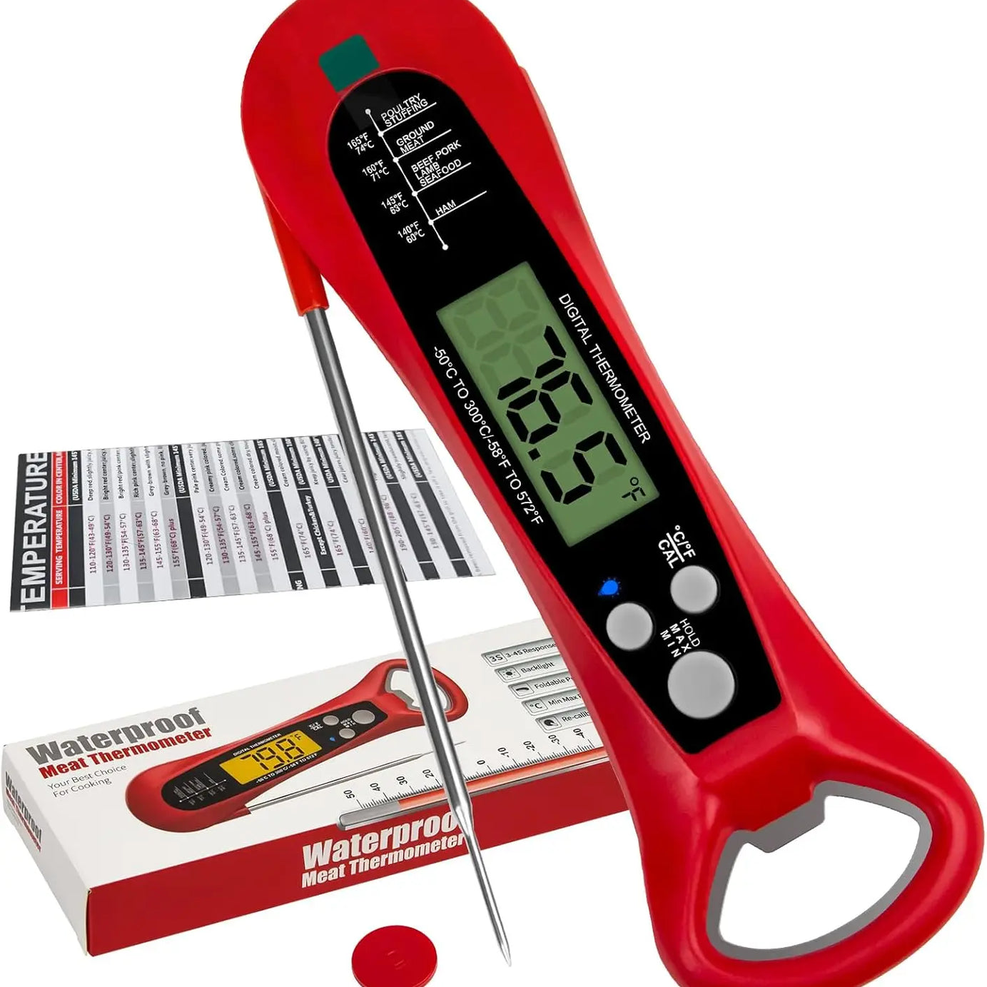 Thermomètre à viande à lecture instantanée pour la cuisson, thermomètre alimentaire numérique rapide et précis avec rétroéclairage, aimant, étalonnage, cuisine