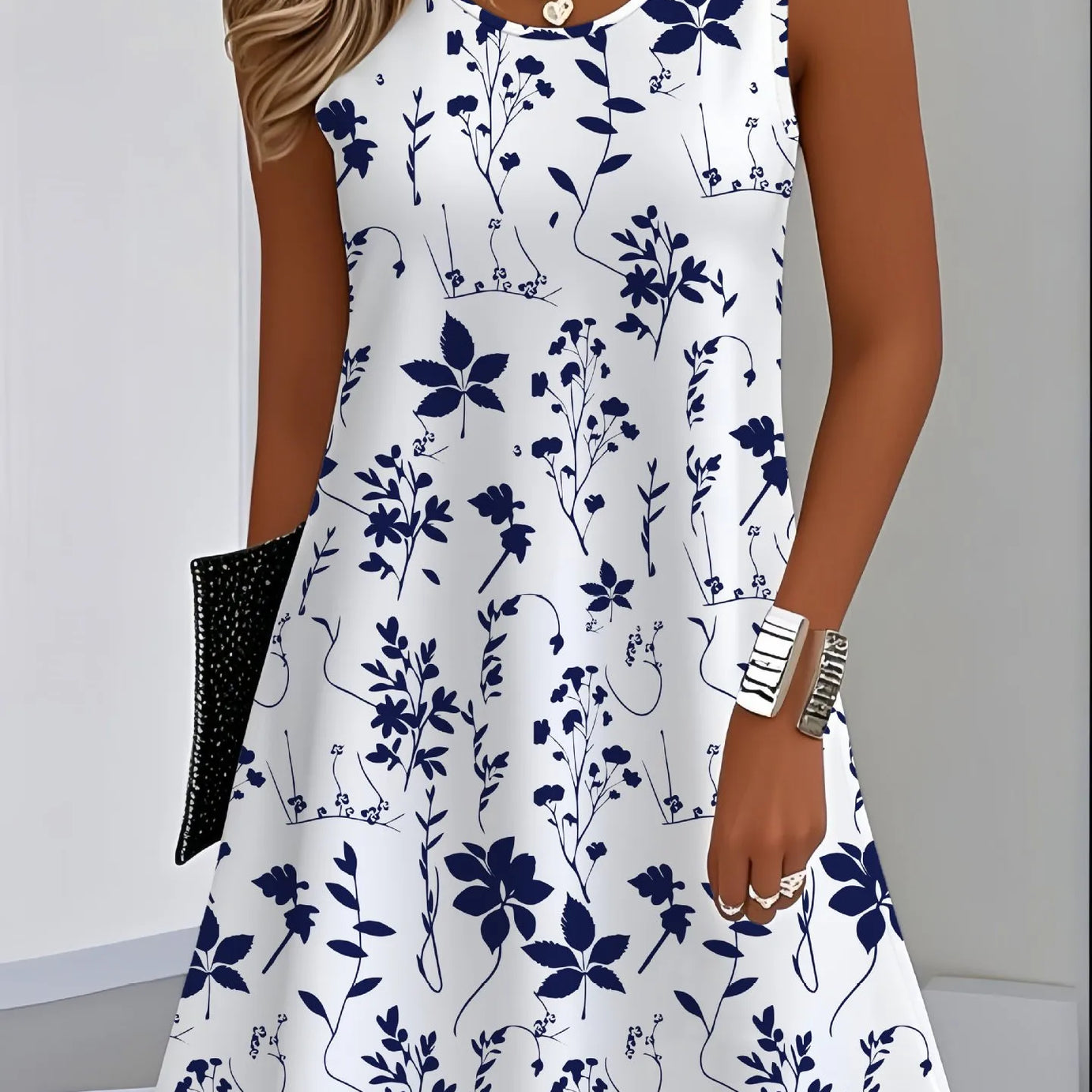 2025 Women Sundress Floral Dress Casual Sleeveless O-Neck Loose Mini Dress Summer Women'S Tank Flower 3D Print Beach Short Dress