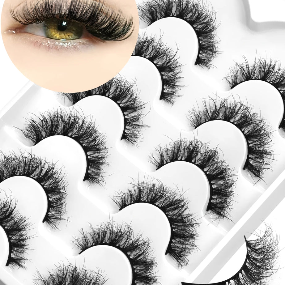Cils en vison 3D GROINNEYA, effet chat, volume léger et vaporeux, effet naturel et aérien, bande flexible et légère
