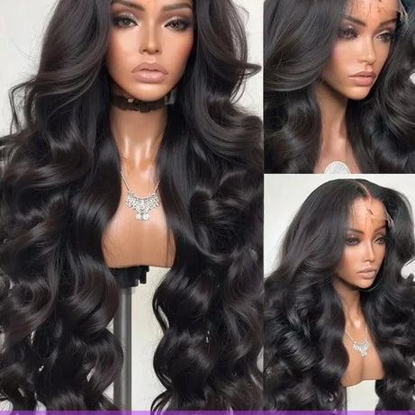 Perruque Lace Front 13x4, densité 200, ondulée, brésilienne, sans colle, noire, 13x6, transparente HD, cheveux humains