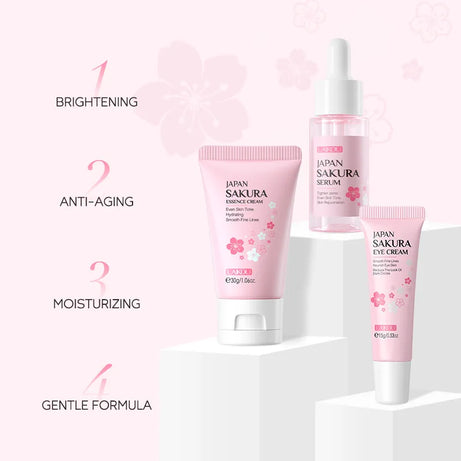 3pcs/set LAIKOU Vitamin C 24K Golden Sakura Skin Care Sets Face Cream Serum Eye Cream Moisturizing Anti Wrinkles Face Care Kit