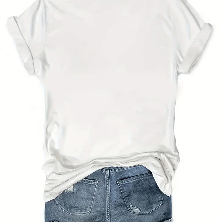 T-shirt minimaliste à imprimé pastèque pour l'été, haut décontracté à manches courtes et col rond pour femme, vêtement doux au quotidien