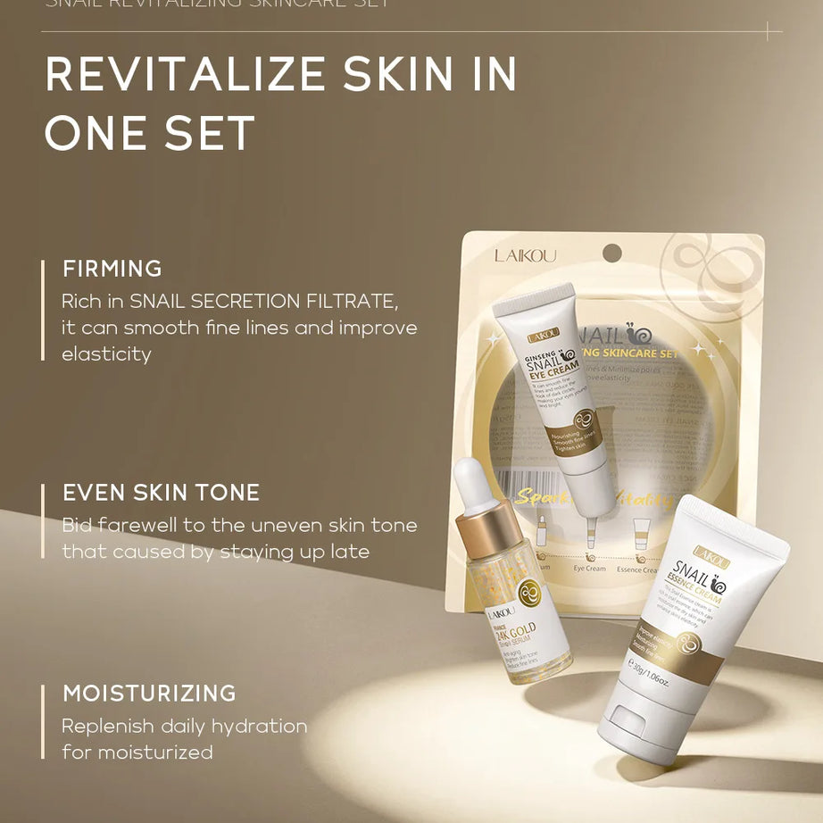 3pcs/set LAIKOU Vitamin C 24K Golden Sakura Skin Care Sets Face Cream Serum Eye Cream Moisturizing Anti Wrinkles Face Care Kit