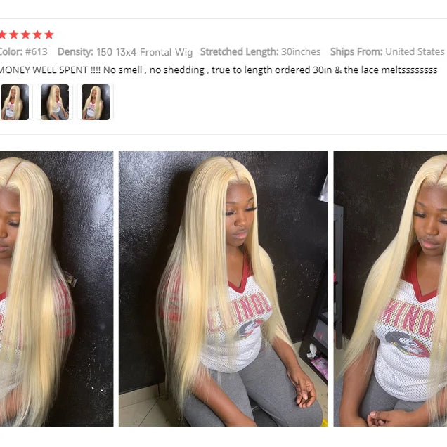 13x4 13x6 360 HD Transparent 613 Honey Blonde Color Lace Front Human Hair Wigs for Women Raw Brazilian Straight Lace Frontal Wig