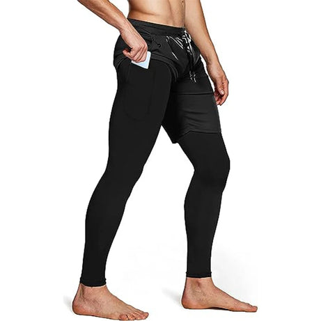 Pantalon de sport 2 en 1 pour homme, survêtement d'entraînement athlétique, pantalon de jogging, pantalon de fitness et de course à pied pour homme