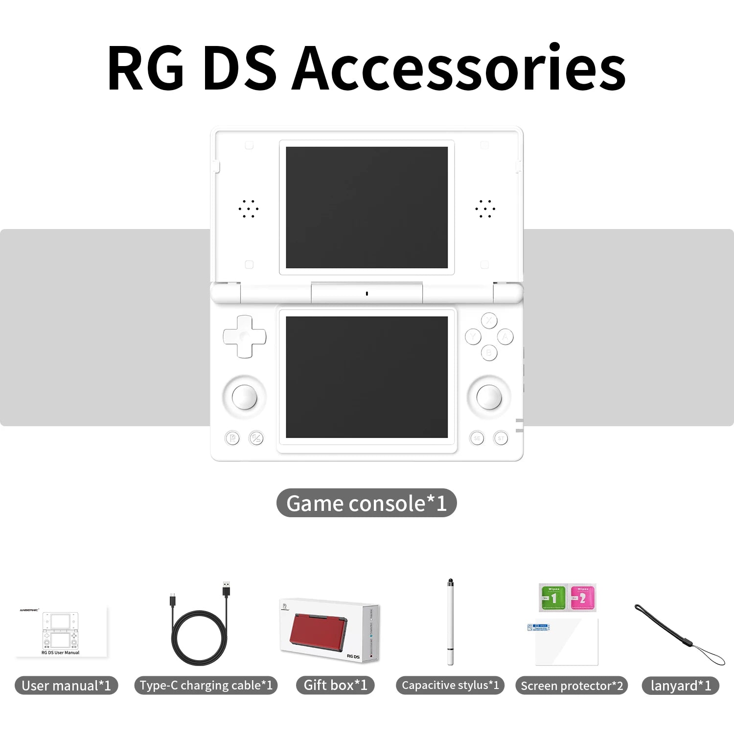 Console de jeux portable Anbernic RG DS, double écran IPS 4 pouces, Android, batterie 4000 mAh, lecteur de jeux vidéo à clapet, compatible avec le streaming Wi-Fi RixelHK