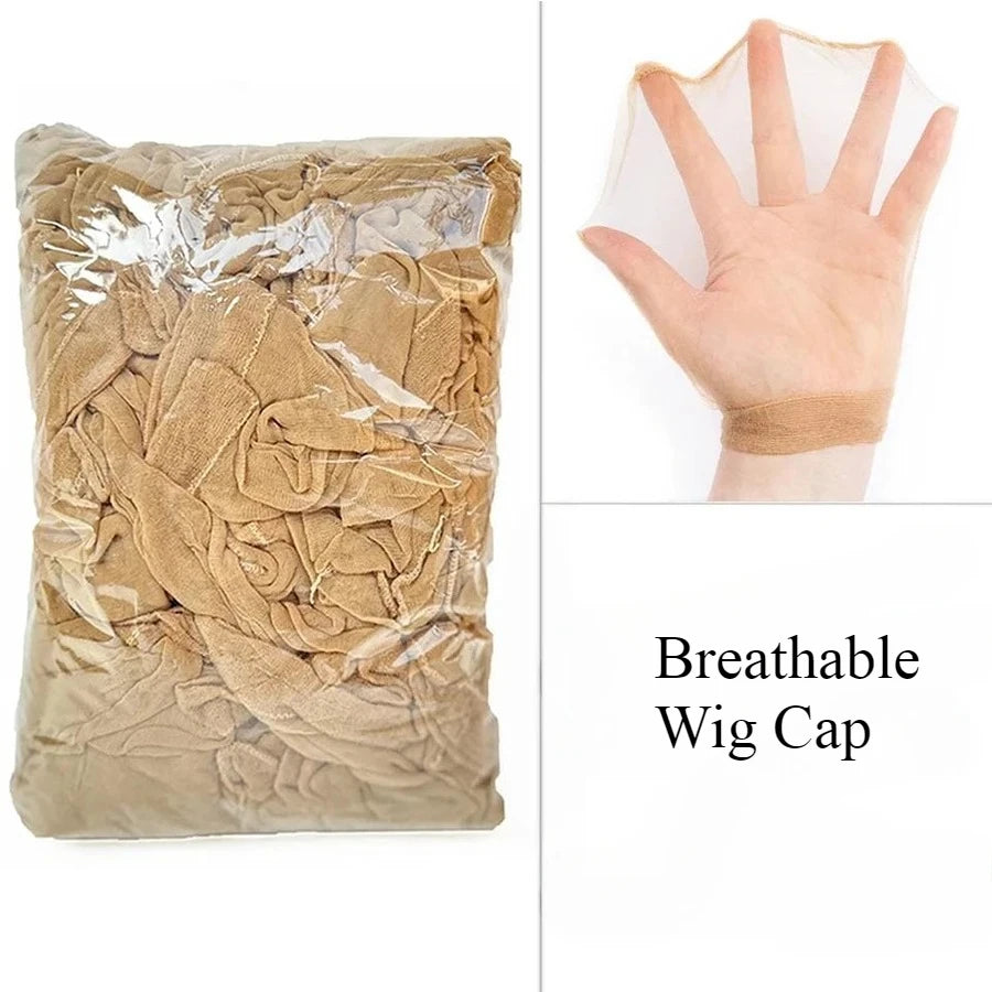 Bonnets de perruque HD en gros, transparents et de haute qualité, en nylon extensible avec dentelle frontale, pour femmes et hommes, châtain clair.
